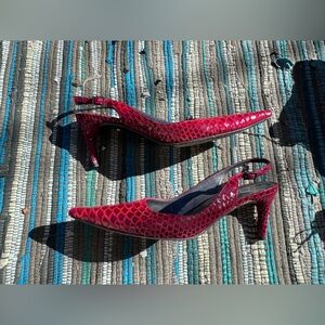 90s Vintage Stuart Weitzman Cherry Red Pointed Toe Stilettos Sz  8N